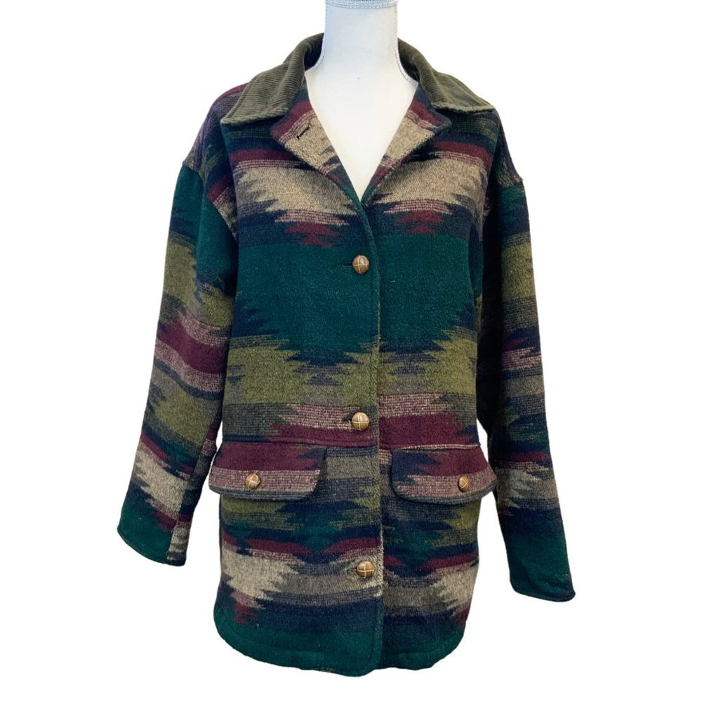 Innovations Vintage Wool Blend Native Southwest Pattern Coat Multicolor Medium